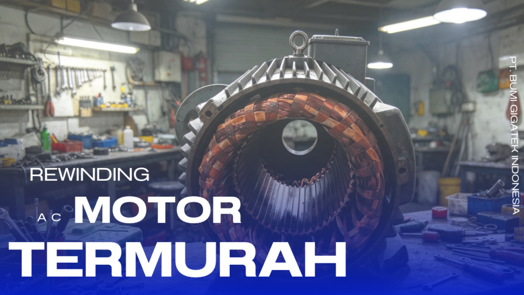 Rewinding AC Motor hitam dan biru modern podcast video youtube thumbnail